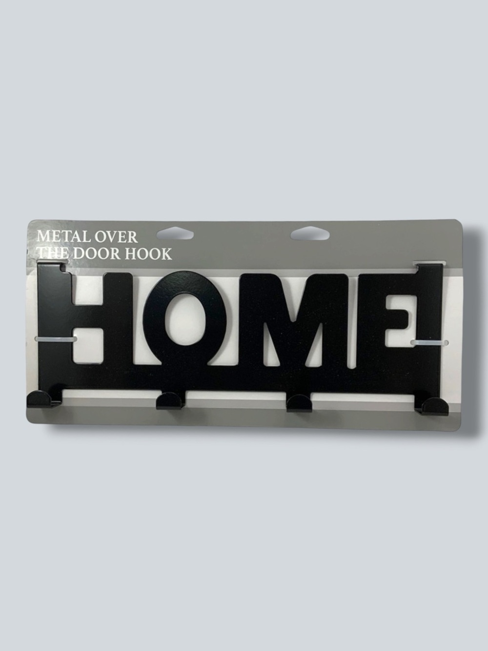 Over The Door Hook Rack 4 Hooks Black Matte Finish Metal “HOME” - Picture 1 of 13